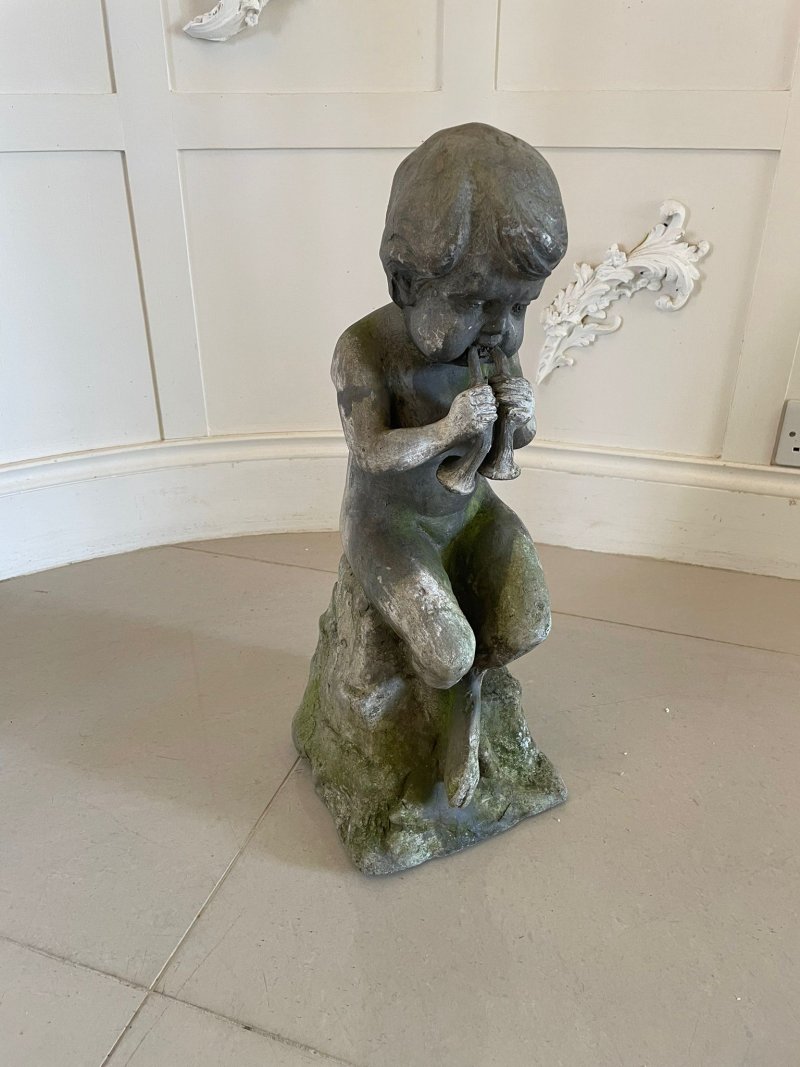 Unusual Antique Victorian Quality Lead Satyr Musician - Image 6